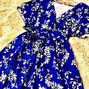 Blue and white flowered dress